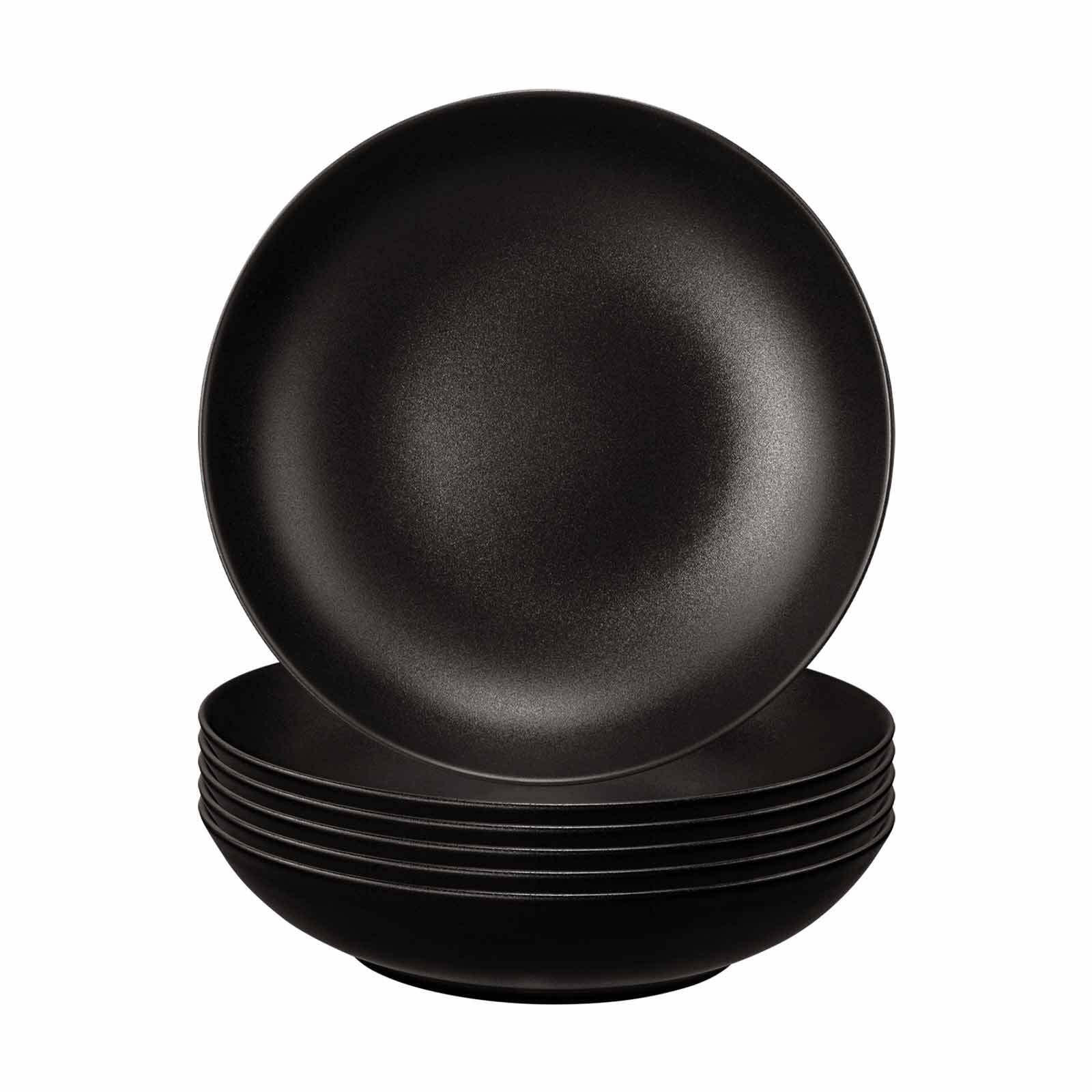 SUPPENTELLER Liberty Velvet Black schwarz ø 21,2 cm 6er Set - Schwarz, Keramik (21.2cm) - Seltmann Weiden