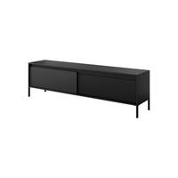 TV-LOWBOARD Ferrato E 187 cm Schwarz - mit 2 Türen i Riffel-Optik - Schwarz, Holz/Holzwerkstoff (187/53/39cm) - Ravio