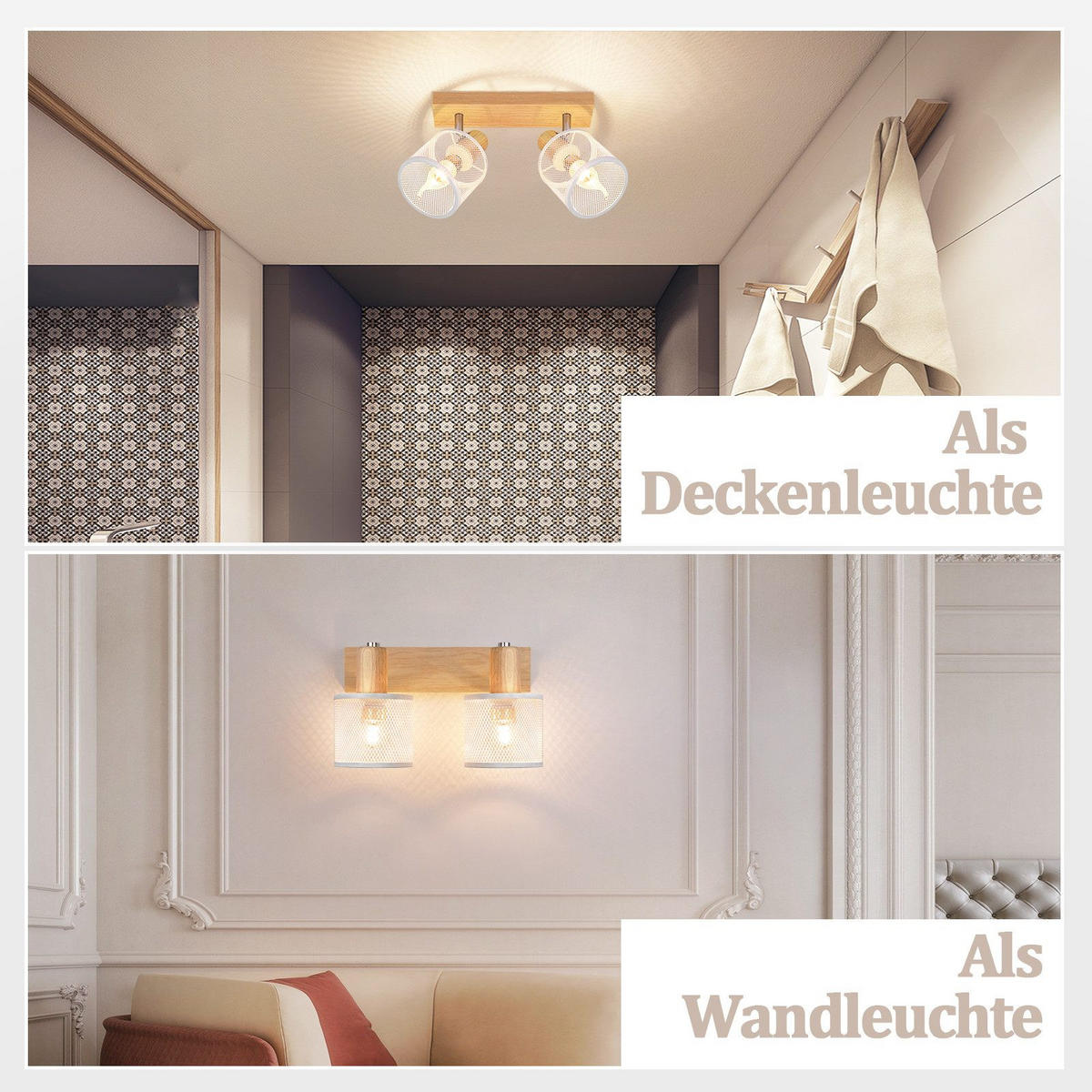 STRAHLER Gisela 2-flammig 25/10/14 cm - Weiß, Metall (25/10/14cm) - Nettlife