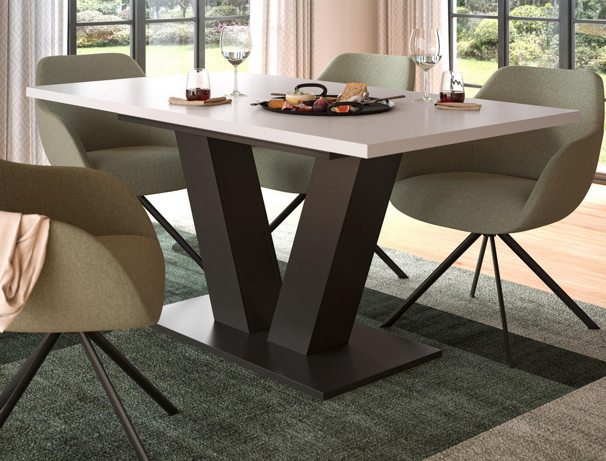 ESSTISCH weiß, grau 150 - 190 cm, Küchentisch ausziehbar - Weiß/Grau, Holz/Holzwerkstoff (150/90/76cm) - Inn.Furn