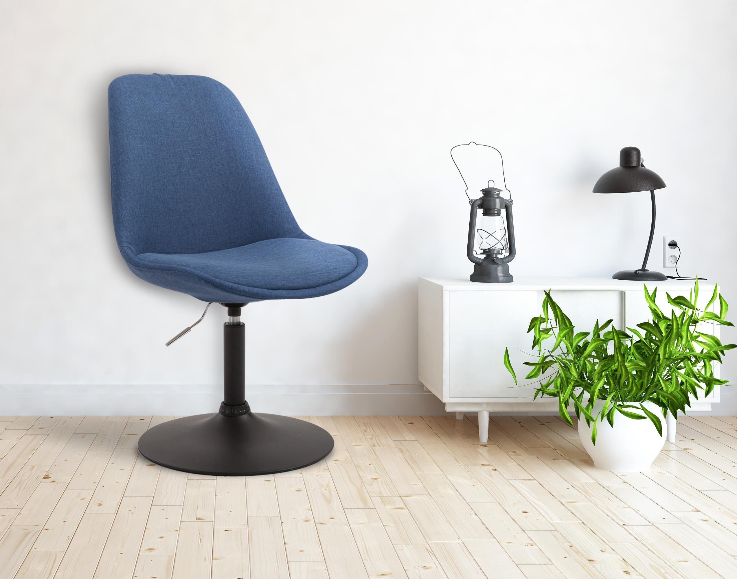 DREHSTUHL Stoff blau - Blau/Schwarz, Textil/Metall (48/76/57cm) - CLP