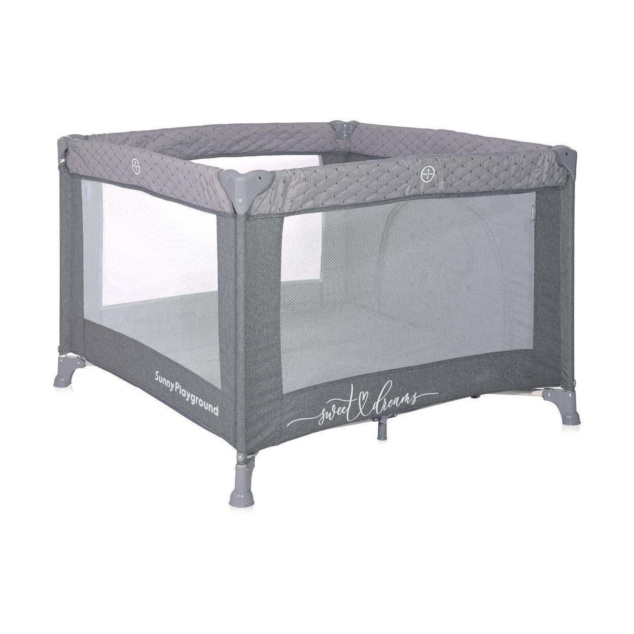 LAUFSTALL Sunny grau 100 x 100 cm, Matratze, Tragetasche, seitliche Öffnung, Babyreisebett - Grau, Metall (100/74/100cm) - Lorelli