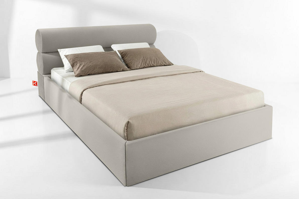 POLSTERBETT LUNEO - Creme/Schwarz, Holz/Holzwerkstoff (182/204cm) - KONSIMO®