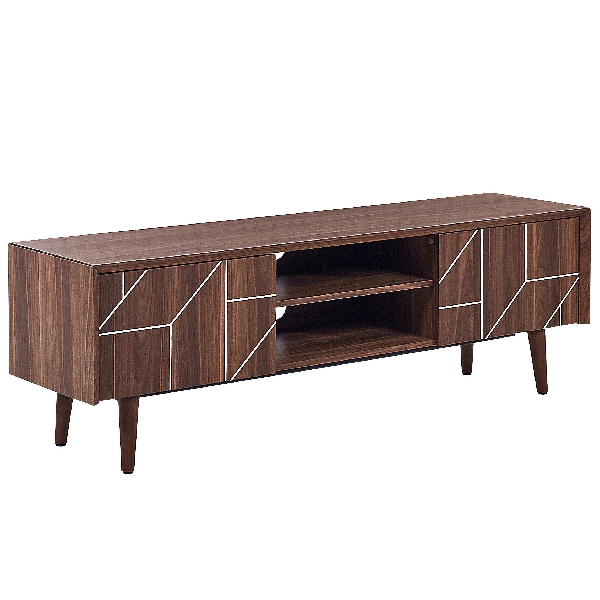 Beliani TV STOLEK Tmavě hnědý FRANKLIN 39/150/51 cm