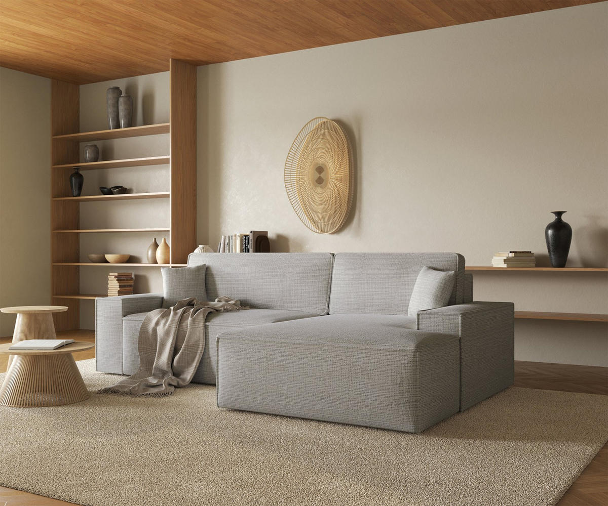 ECKSOFA Farese New Grau-Beige Chenille - Taupe/Schwarz, Kunststoff/Textil (267/167cm) - Selsey