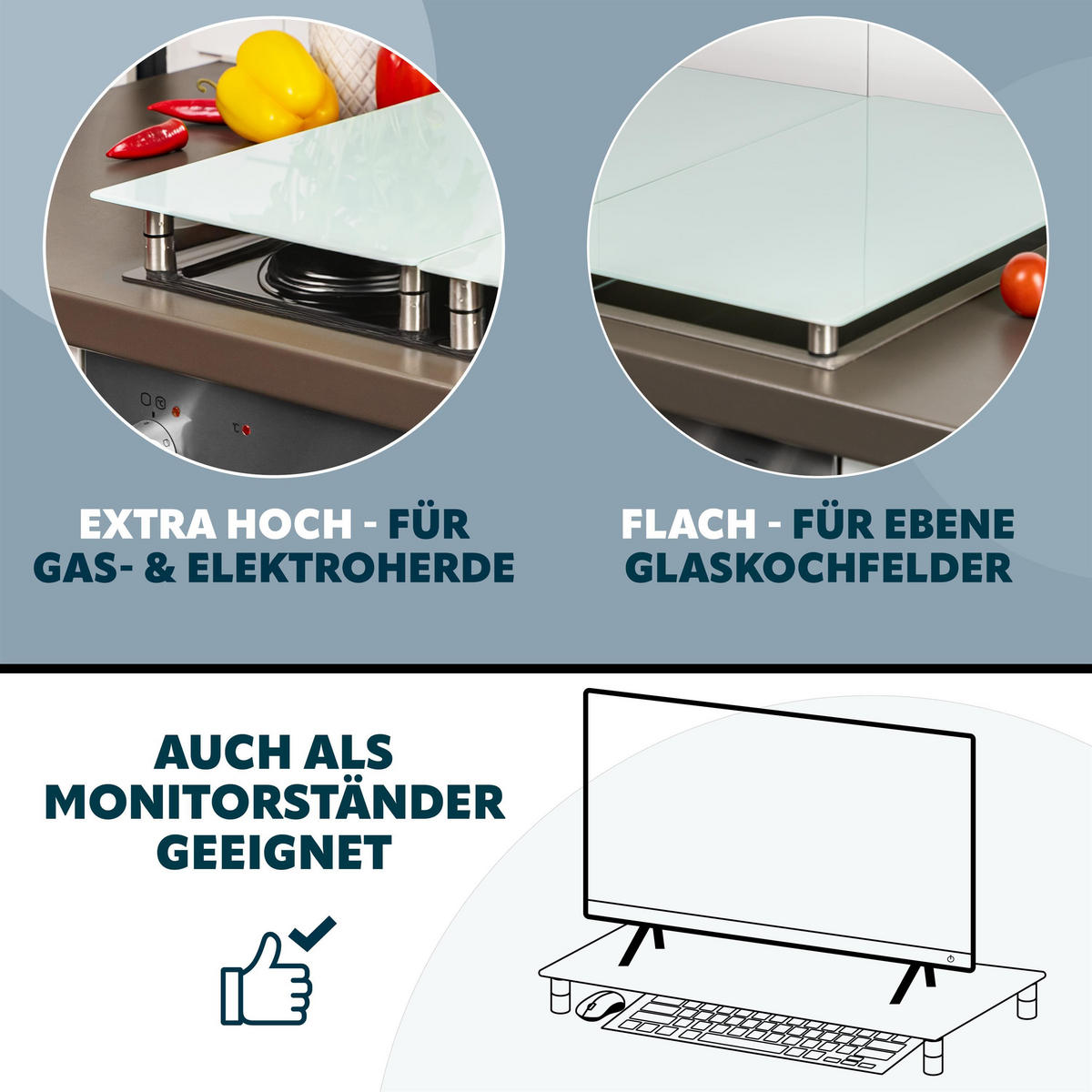 HERDABDECKPLATTE, weiß - Weiß, Glas (30/6/52cm) - bremermann