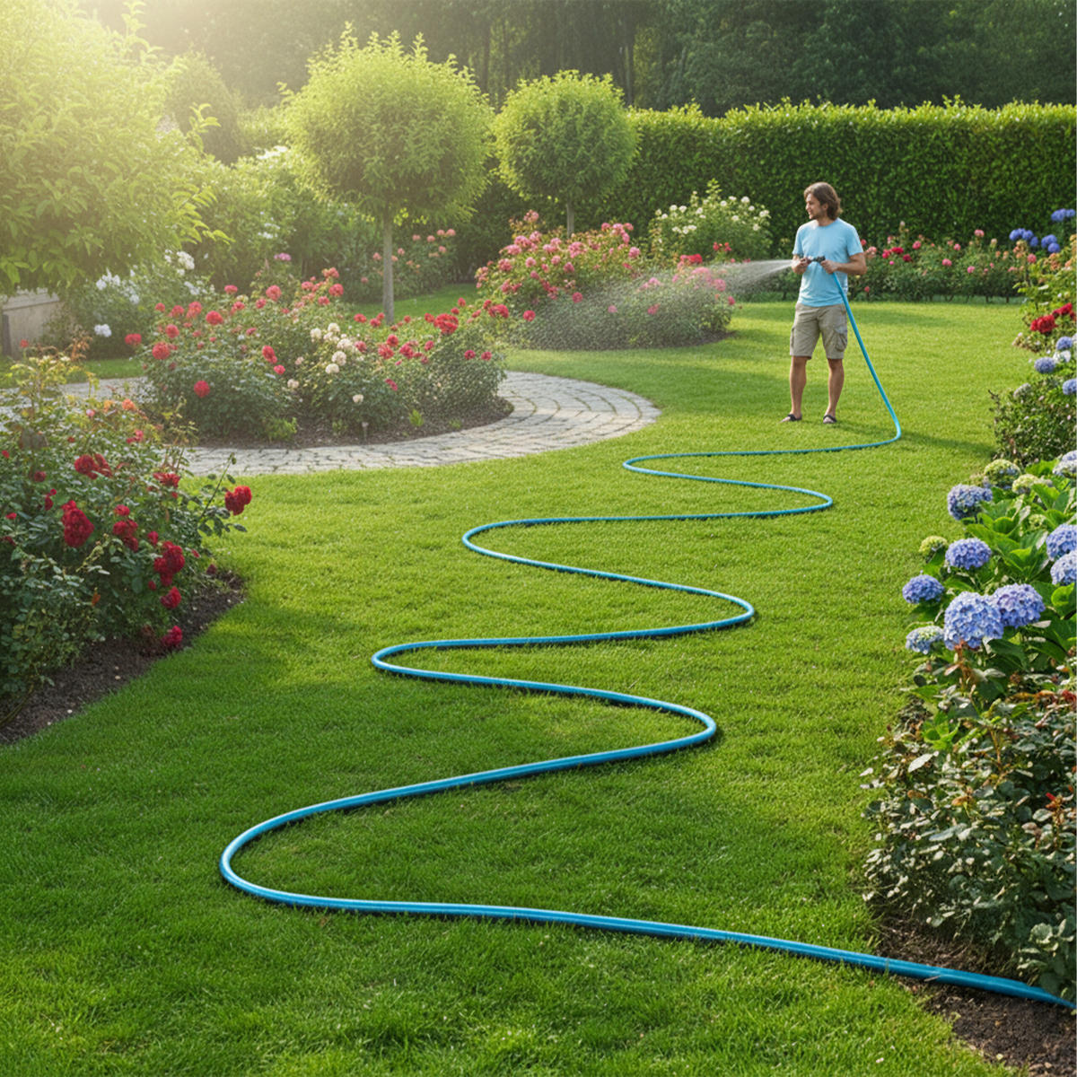 GARTENSCHLAUCH - Hellblau, Kunststoff (5000cm) - Relaxdays