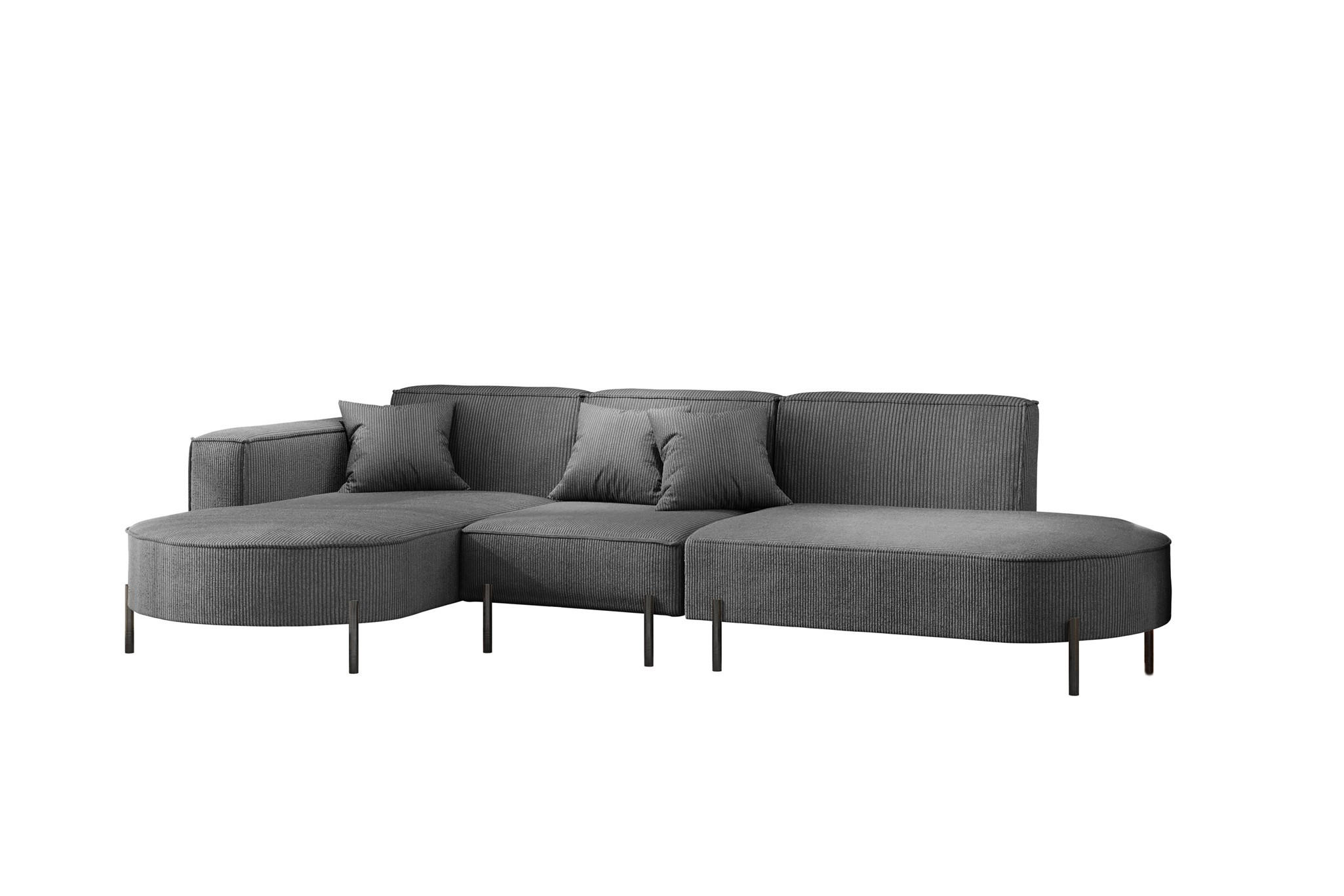 ECKSOFA Valencia - Anthrazit, Holzwerkstoff/Textil (321/165cm) - Fun Möbel