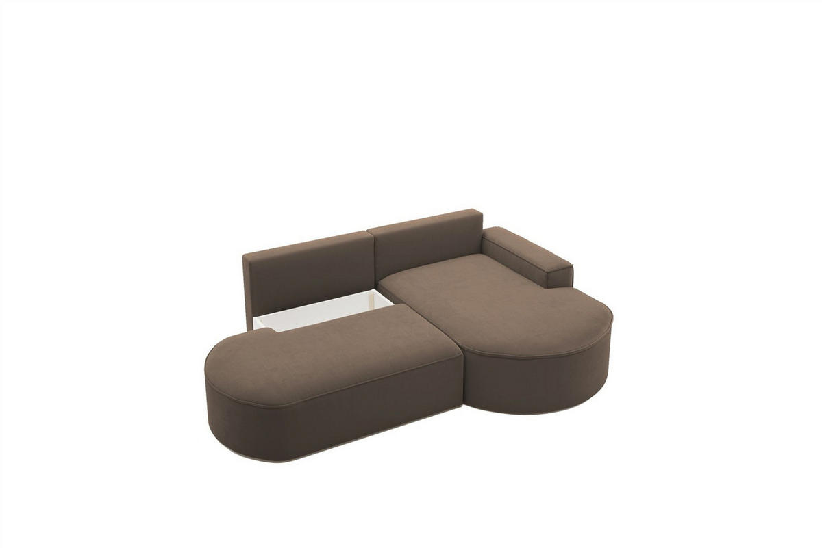 ECKSOFA Girona Mit Schlaffunktion - Braun, Holzwerkstoff/Textil (278/179cm) - Fun Möbel