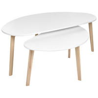 COUCHTISCH 2er-Set Weiß - Hellbraun, Holzwerkstoff (120/60/45cm) - Beliani