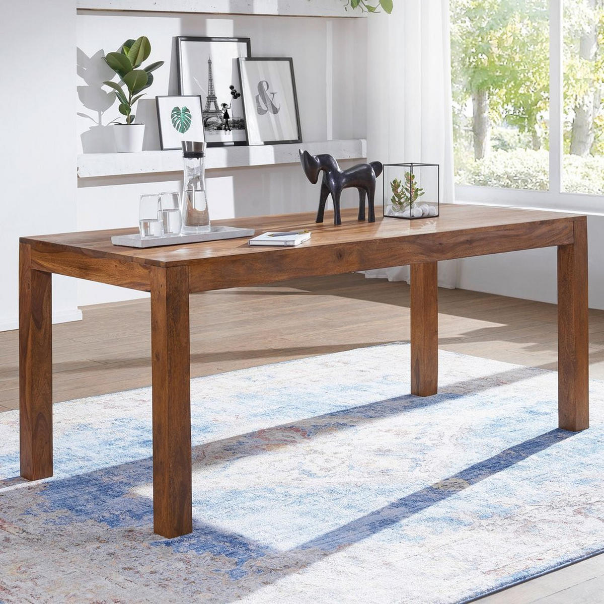 ESSTISCH Massivholz Akazie Rechteckig Handgefertigt NAKO, Braun 120x60x76 cm - Dunkelbraun/Braun, Holz (60/120/76cm) - KADIMA DESIGN