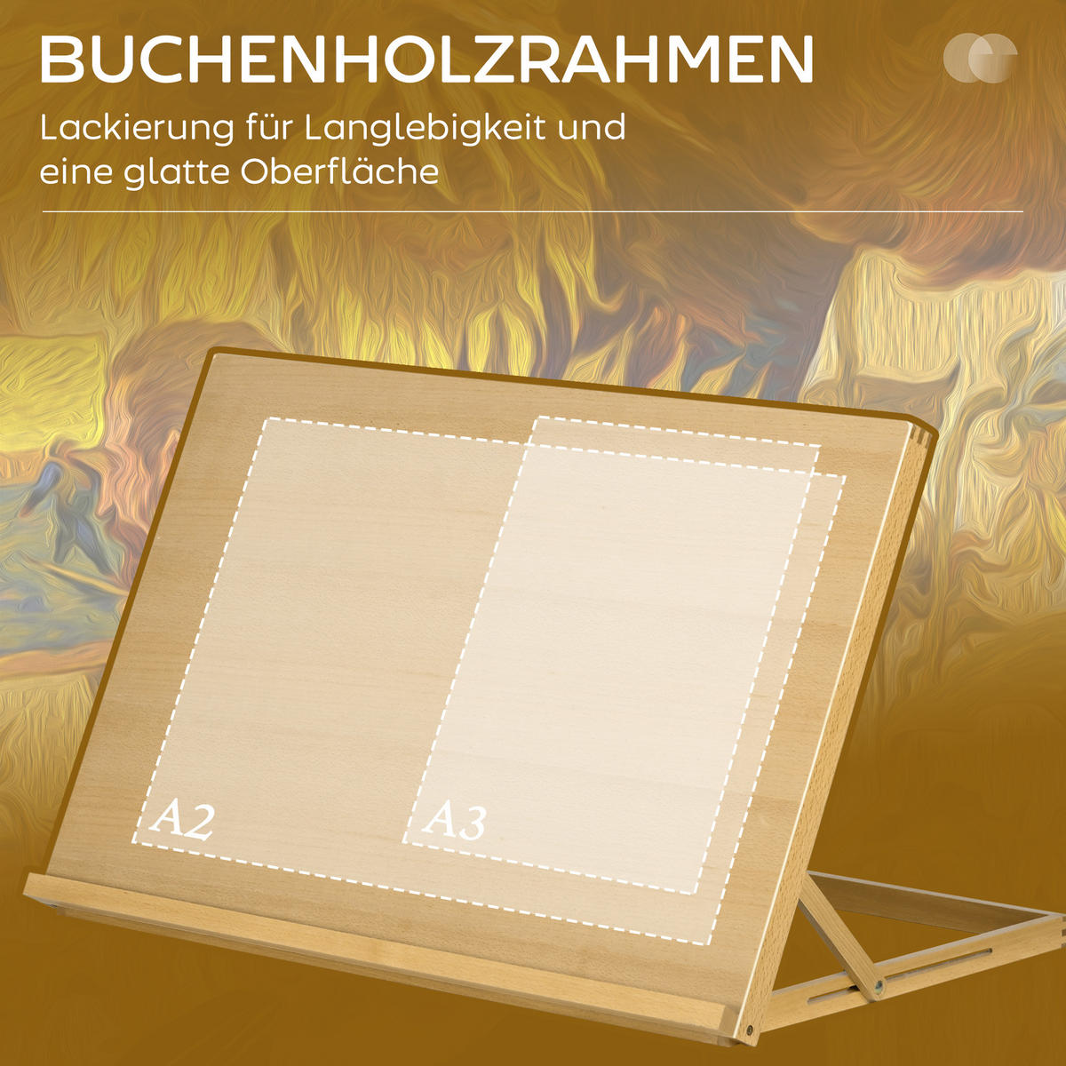 STAFFELEI aus Buchenholz mit 0°-90° Rahmenwinkel - Naturfarben, Holz (51.4/51/75.8cm) - Vinsetto