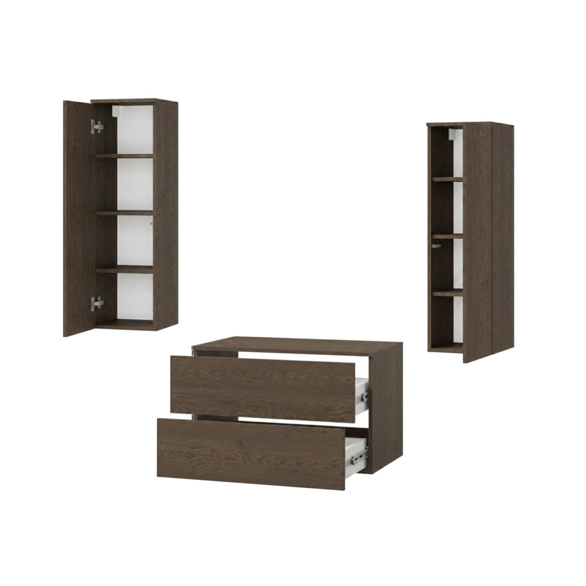 BADMÖBEL-SET Color Baltic Storm 3-Teilig (2S 80 + 1D 100 X2) - Walnussfarben, Holzwerkstoff (120/160/45cm) - mzm24