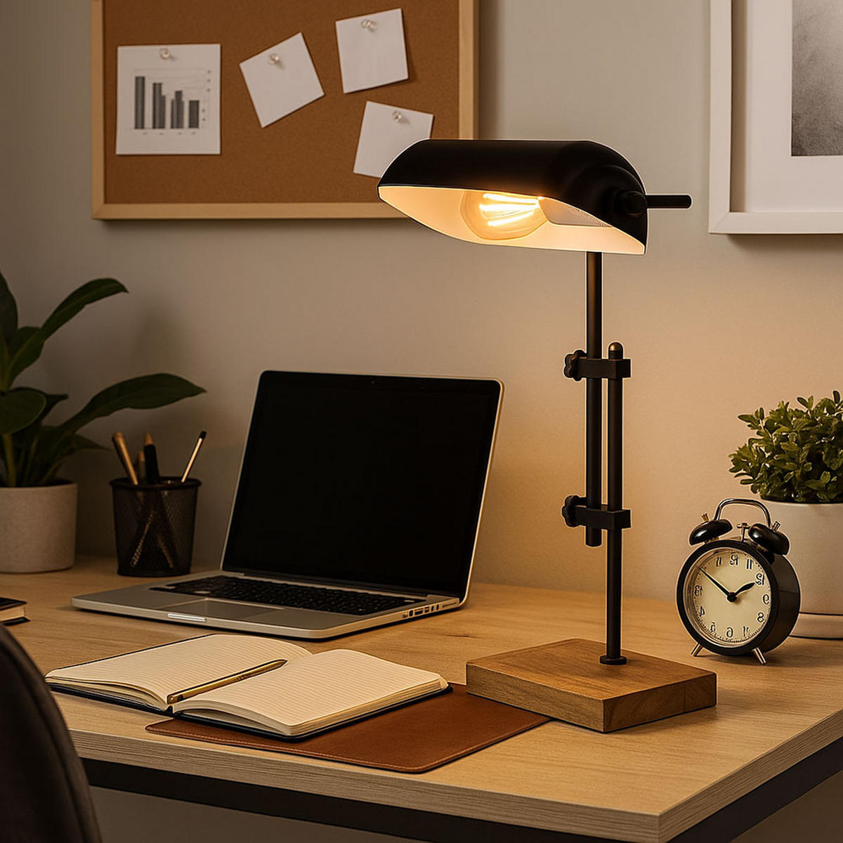 LED TISCHLEUCHTE Marid Holzoptik Schwarz - Schwarz, Metall (26.5/18.2/50cm) - Globo Lighting