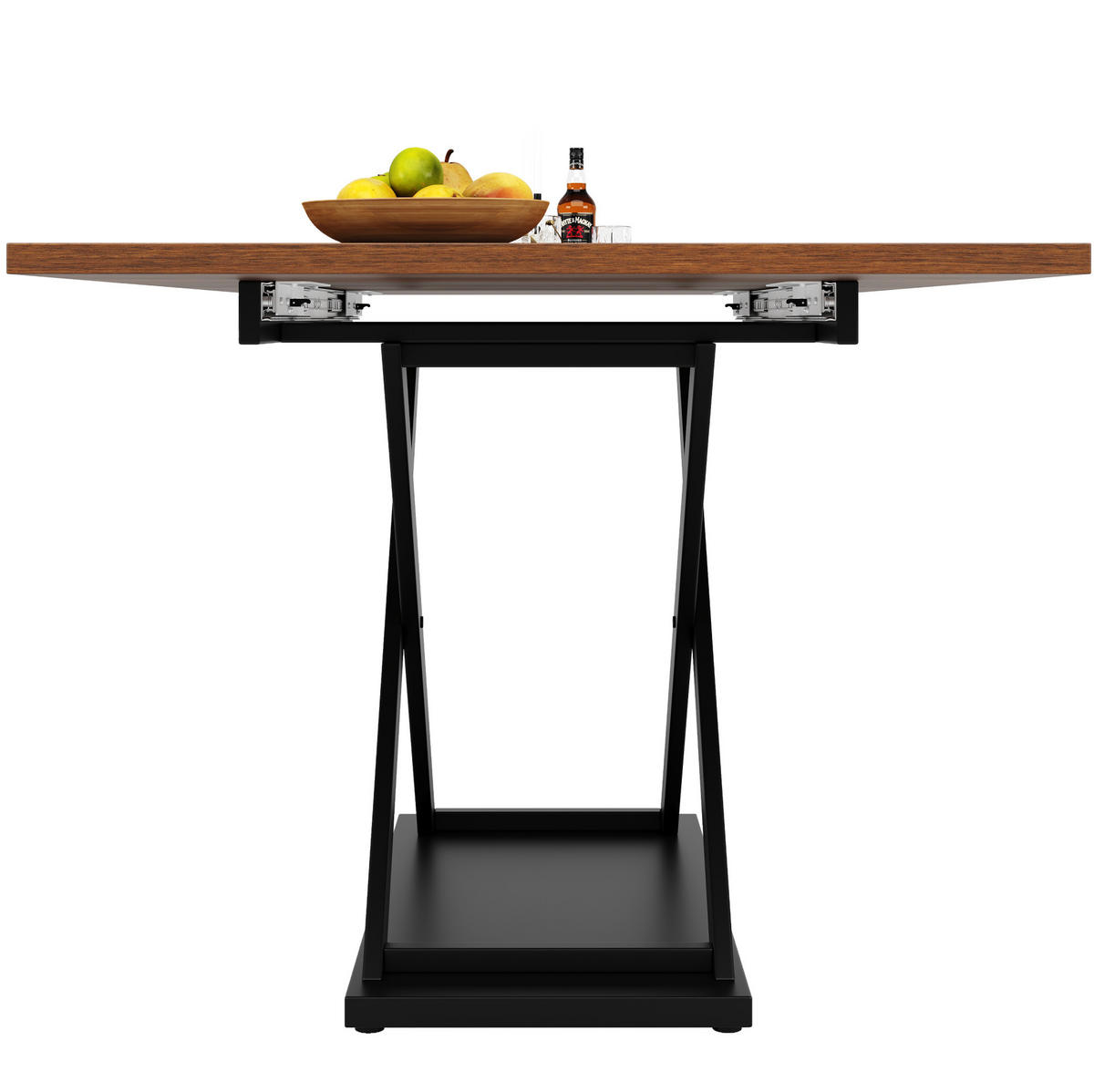 ESSTISCH aus MDF und Metall 120-160x80x75 cm Walnussfarben/Schwarz ausziehbar mit Kreuzgestell - Walnussfarben, Holzwerkstoff (160/80/75cm) - Modfu