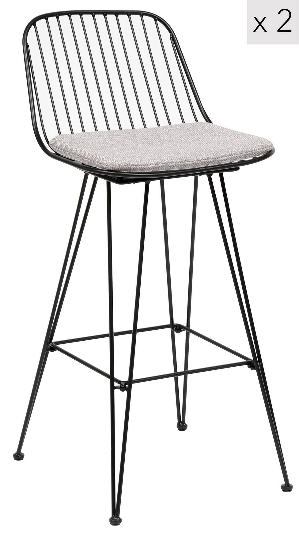 BARHOCKER 2er-Set Metall Grau - Grau, Metall (41/90/43cm) - Nordlys