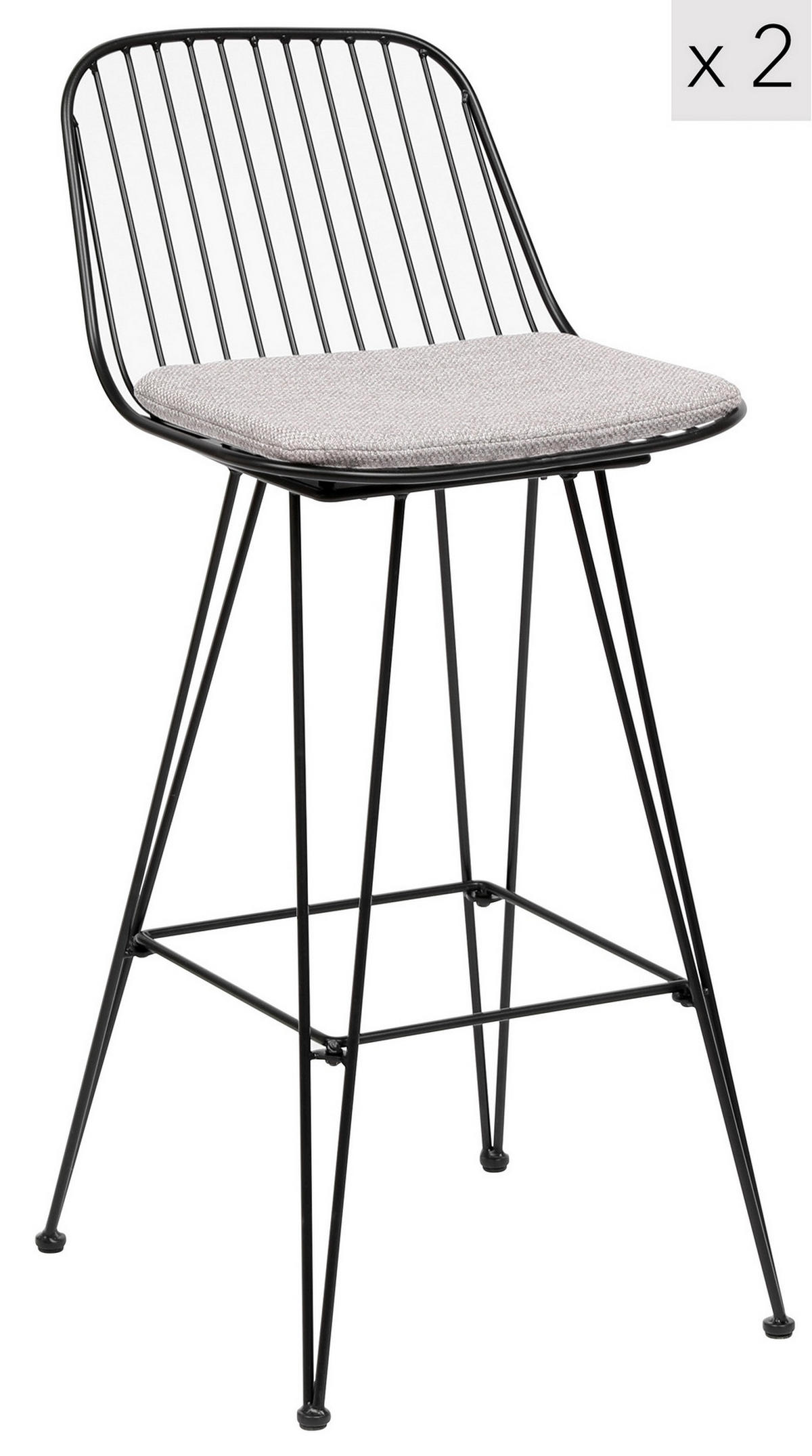 BARHOCKER 2er-Set Metall Grau - Grau, Metall (41/90/43cm) - Nordlys