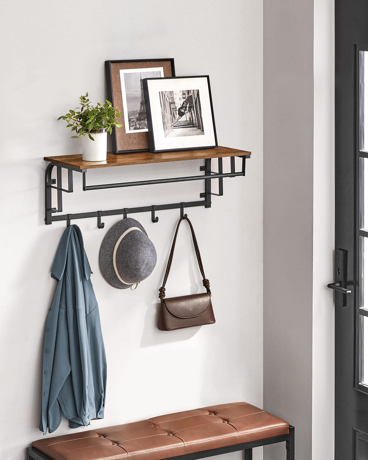 WANDHALTER mit 80 cm langen bügeln, braun/schwarz - Braun, Holzwerkstoff (80/27/30cm)