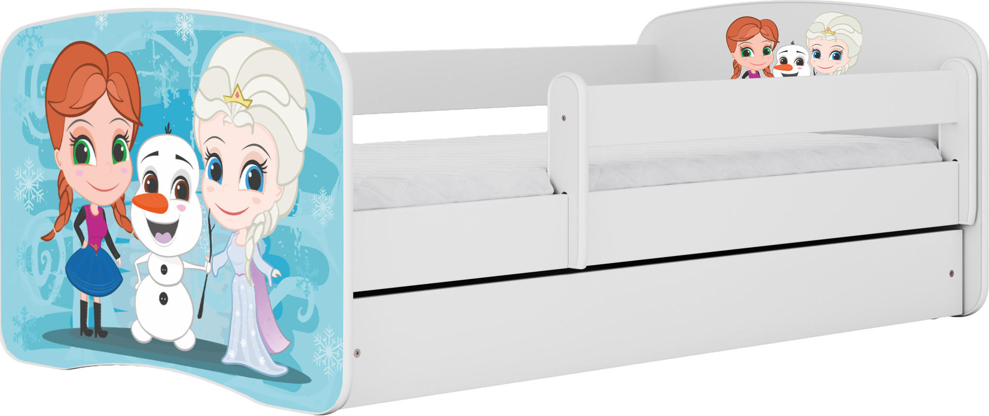 KINDERBETT Emily mit Schublade und Matratze, Weiß 70x140 cm - Blau/Weiß, Holzwerkstoff (140/70cm) - WFL GROUP