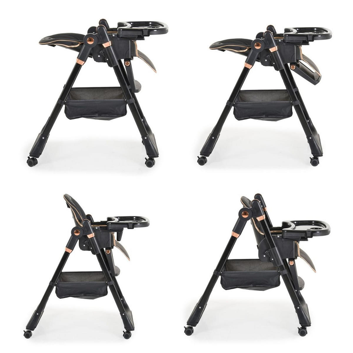 HOCHSTUHL Lindo schwarz Lätzchen Besteck Räder Korb höhenverstellbar - Schwarz, Kunststoff (49/100/90cm) - Moni