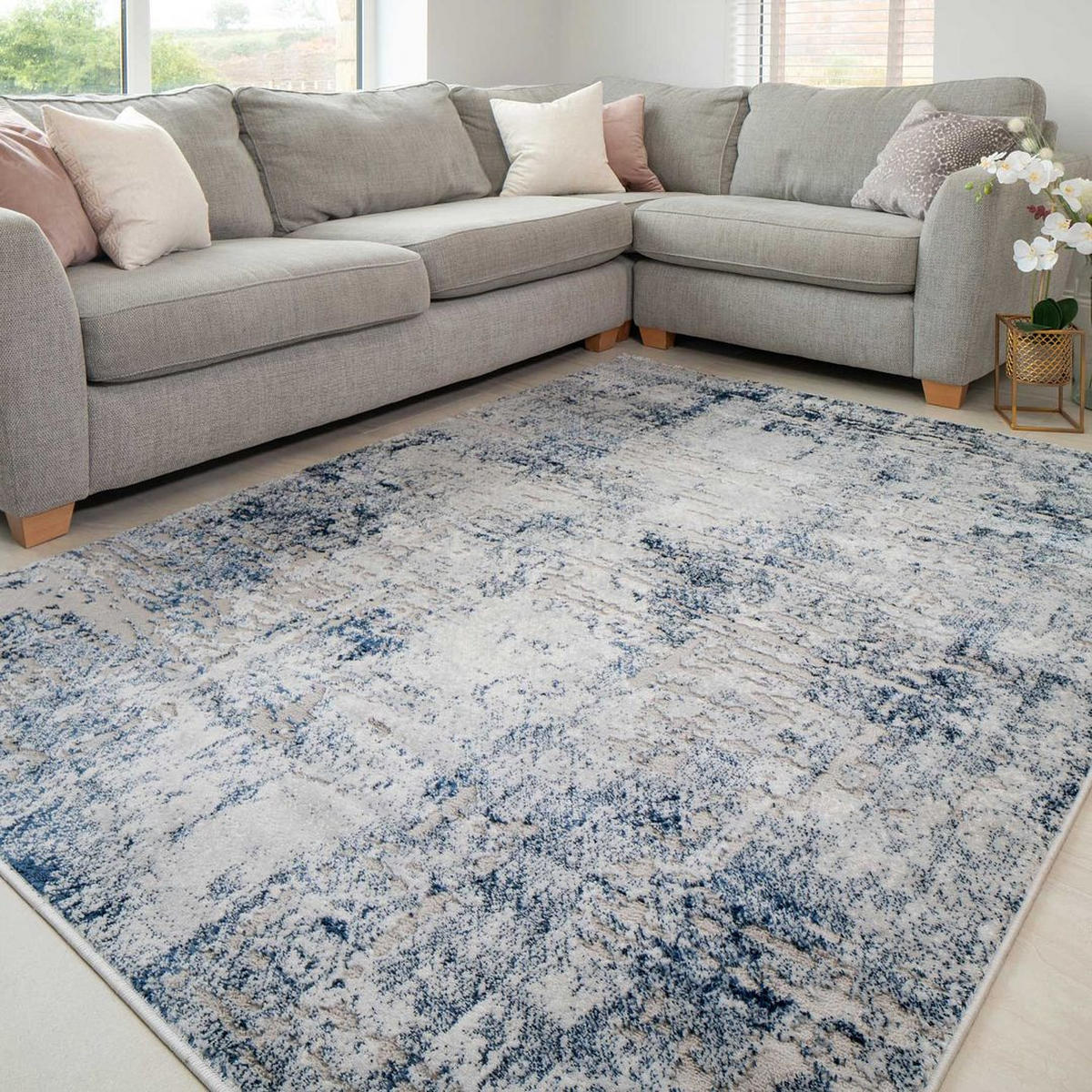WEBTEPPICH Voyage Med Navy Blau - Blau, Textil (191/279cm) - Kukoon Rugs