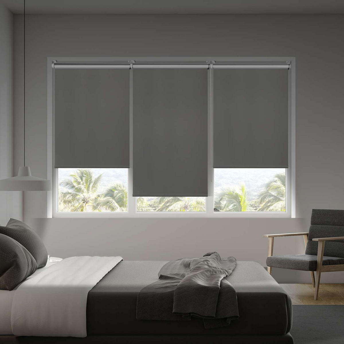 VERDUNKELUNGSROLLO Silber, 45 cm x 180 cm - Silberfarben, Kunststoff (45/180cm) - STORESDECO