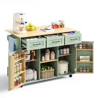 KÜCHENINSEL Antikgrün aus MDF mit klappbarer Erweiterungsplatte 139 × 46 × 91,5 cm - Grün, Holzwerkstoff (139/91.5/71cm) - Luhomfu