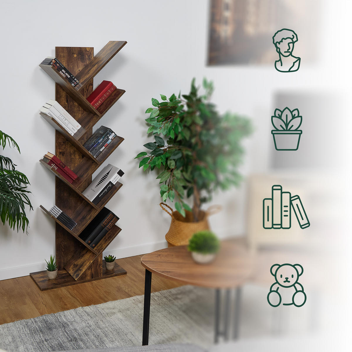 BÜCHERREGAL - Braun, Holzwerkstoff (51/138/25cm) - Relaxdays