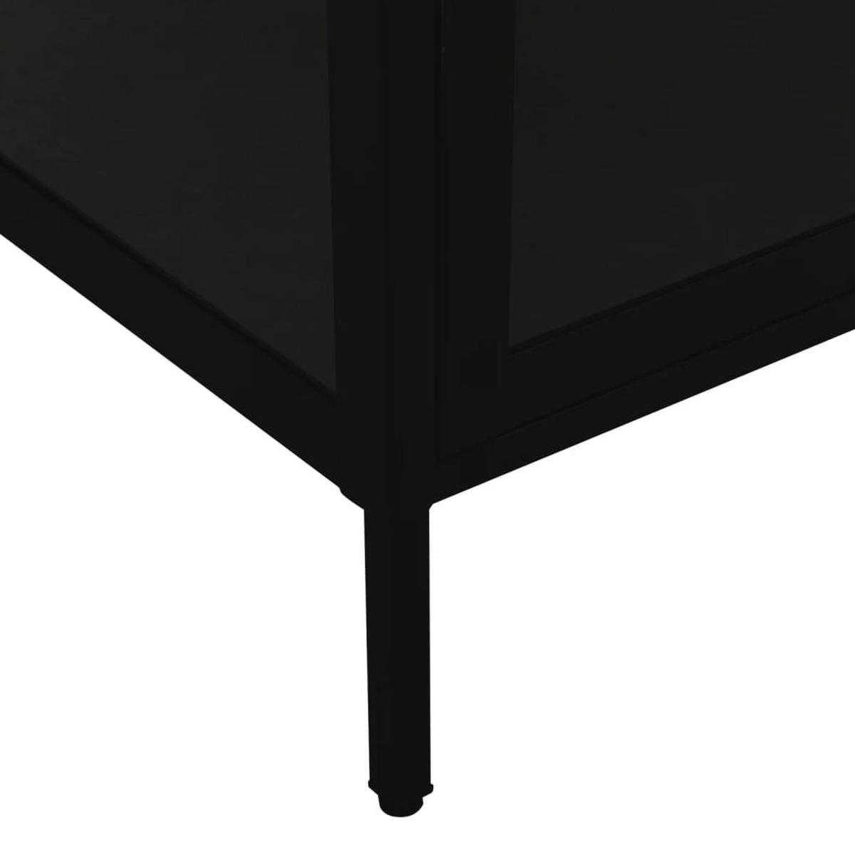 VITRINE Schwarz 90/40/180 Cm Stahl Und Gehärtetes Glas - Goldfarben/Schwarz, Glas/Metall (90/180/40cm) - vidaXL