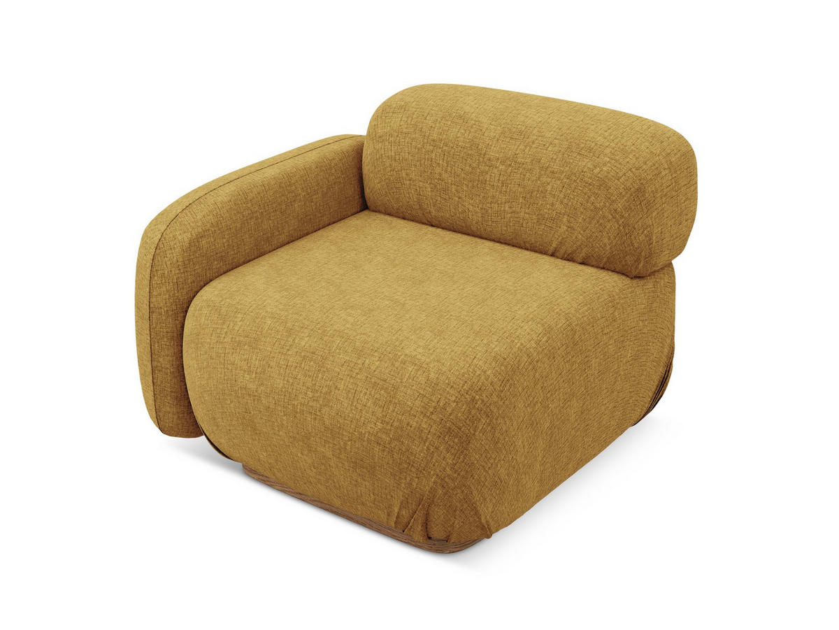 SOFAELEMENT Links Chenille Stoff Gelb - Currygelb/Gelb, Holz/Textil (95/73/95cm) - Makamii