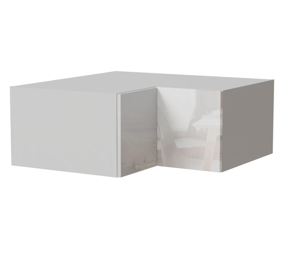 Feldmann-Wohnen Eck-Aufsatzschrank Weiß Hochglanz, Weiß 90x36x90 cm