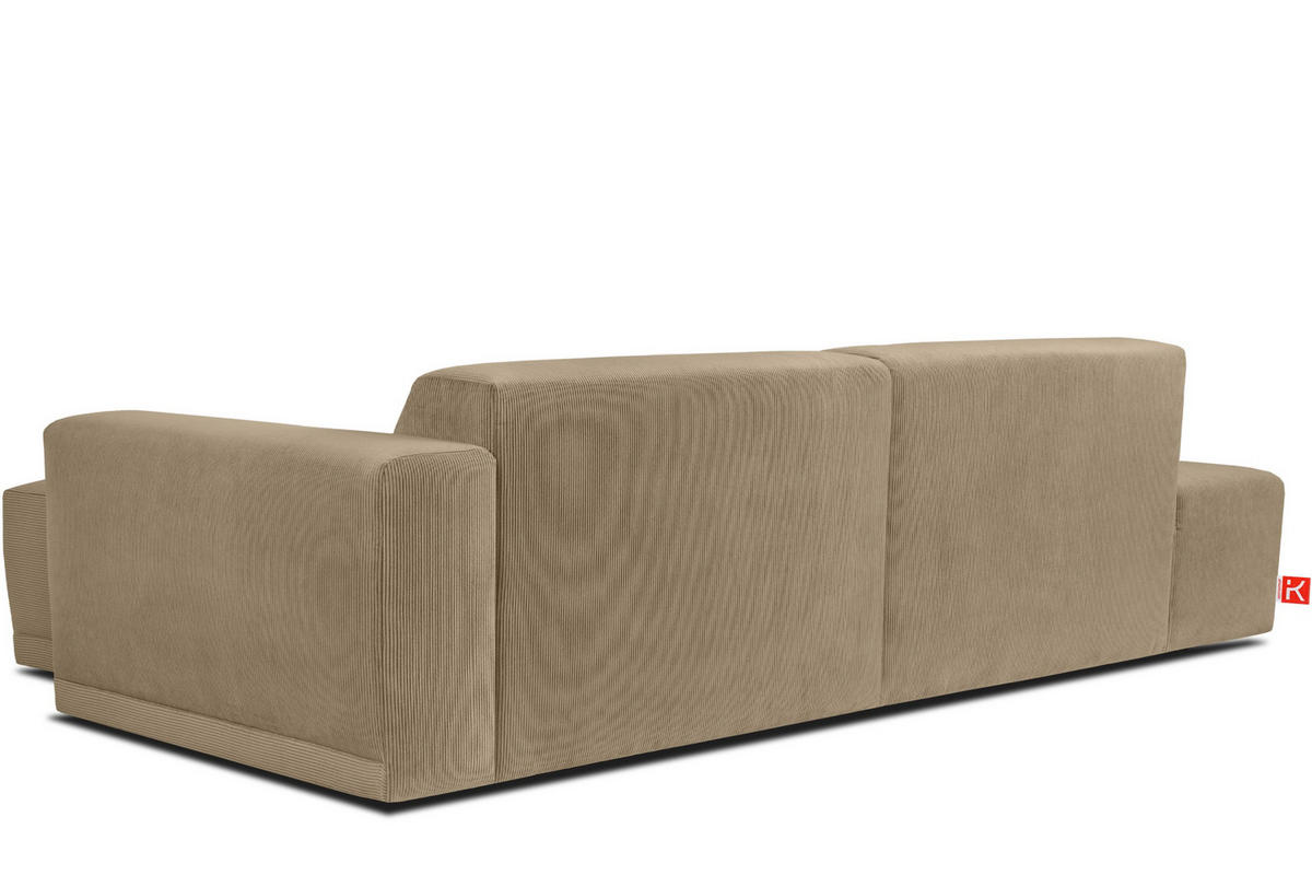 ECKSOFA-RECHTS MUDI in moderner Optik mit hochwertigem Kaltschaum, Cord-Stoff, beige - Beige/Schwarz, Textil (280/160cm) - KONSIMO®