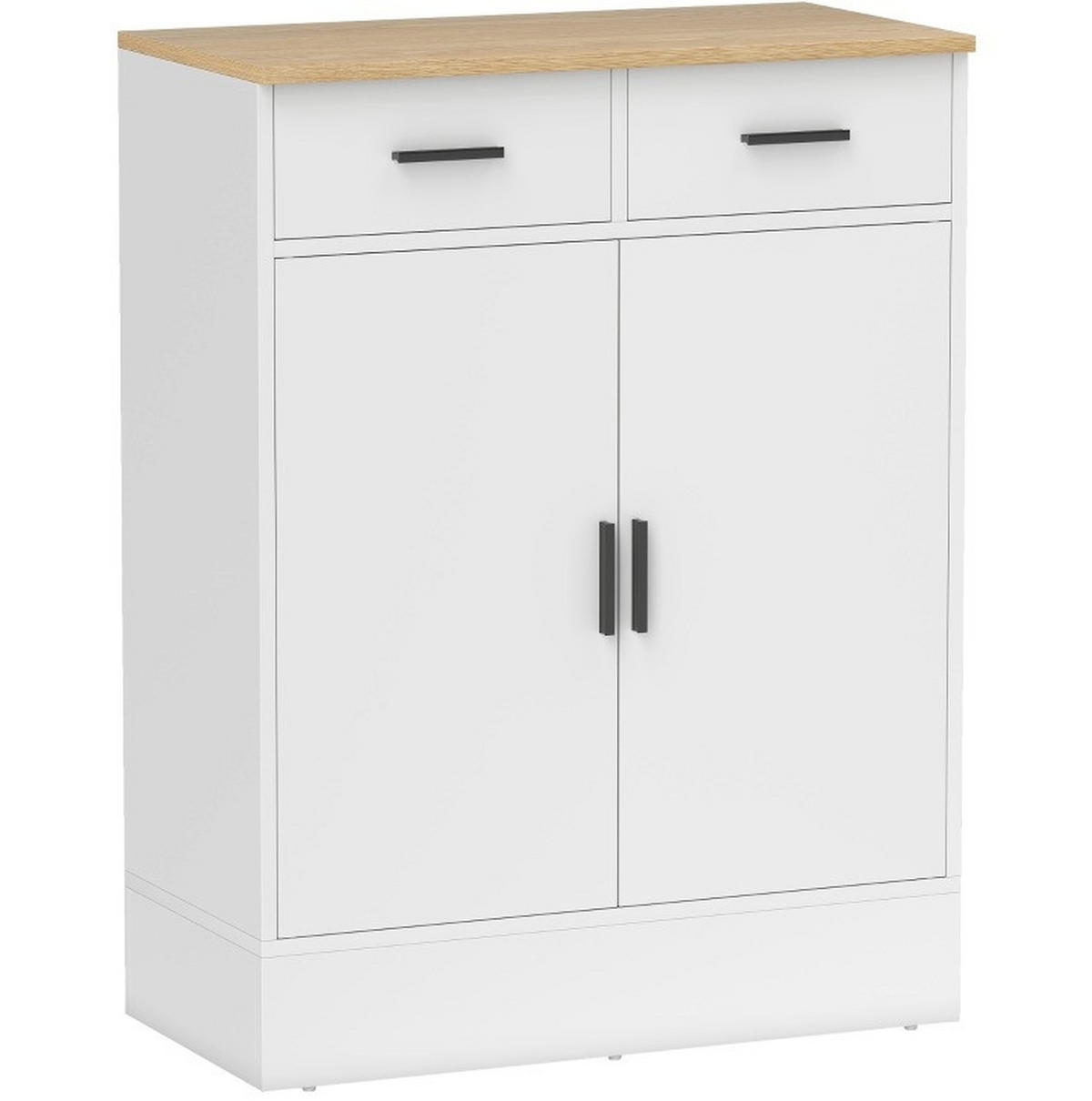 SIDEBOARD aus Holzwerkstoff 68,6x35x90,3 cm Weiß mit 2 Schubladen, verstellbarem Regal und viel Stauraum - Weiß, Holzwerkstoff (68.6/90.3/35cm) - Modfu