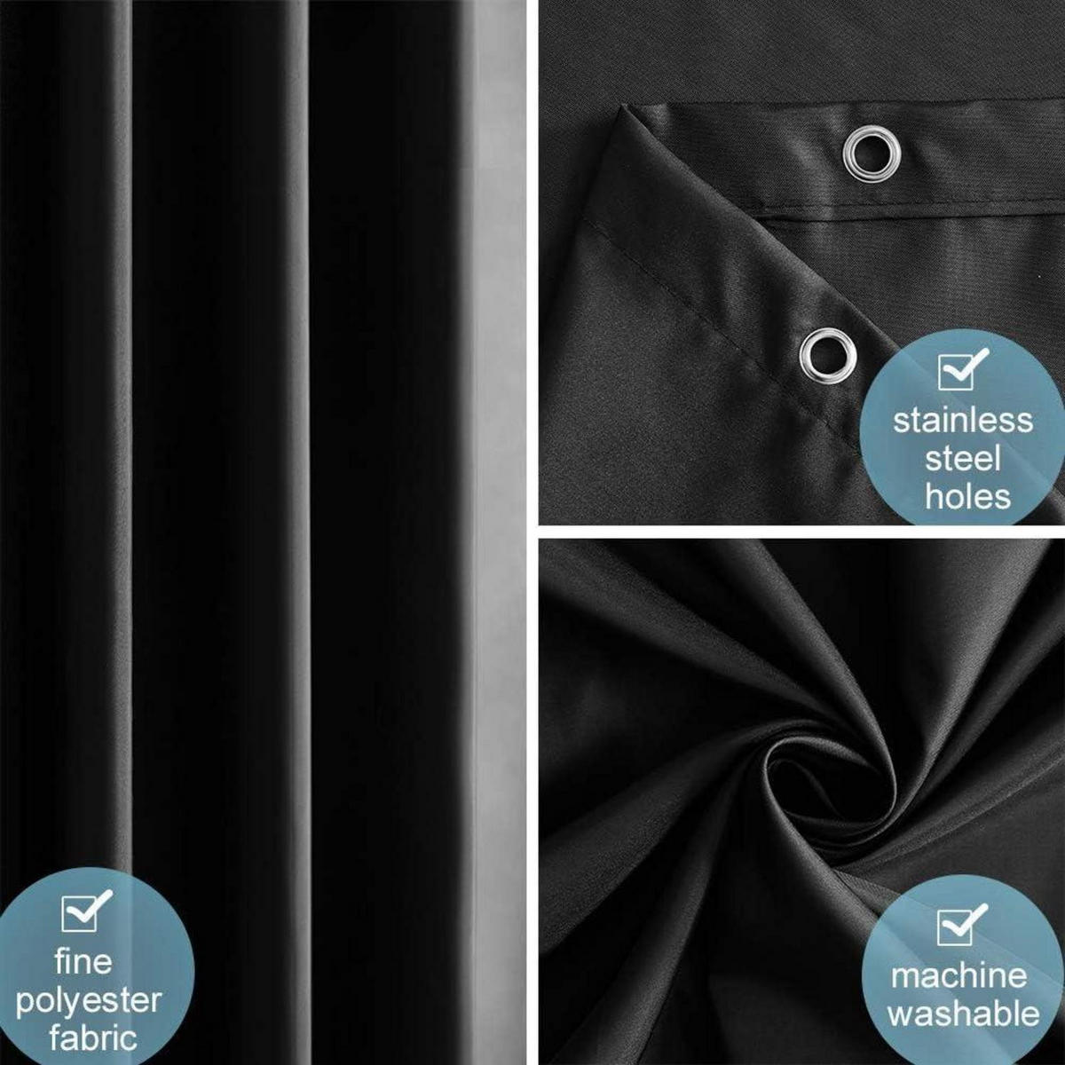 DUSCHVORHANG Schwarz 200 x 240 cm - Schwarz, Textil (200/240cm)