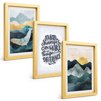 BILDER SET 3er Set - 20x30 cm Goldrahmen - Abstrakte Berginspiration - Goldfarben, Kunststoff (20/30cm) - TULUP