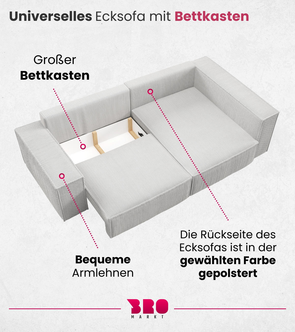 ECKSOFA Pedro Duo mit Schlaffunktion Grün Cord - Grün, Textil (246/153cm) - Bromarkt
