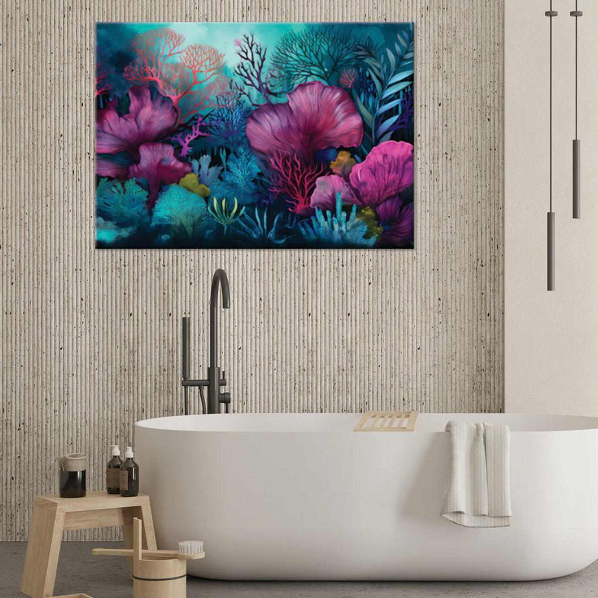 LEINWANDBILD Korallenriff 60x40cm - Multicolor, Textil (60/40cm) - Feeby