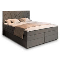 BOXBETT TRANI 180x200 cm mit Matratze und Topper - Grau - Grau, Holz (180/200cm) - MASSENO