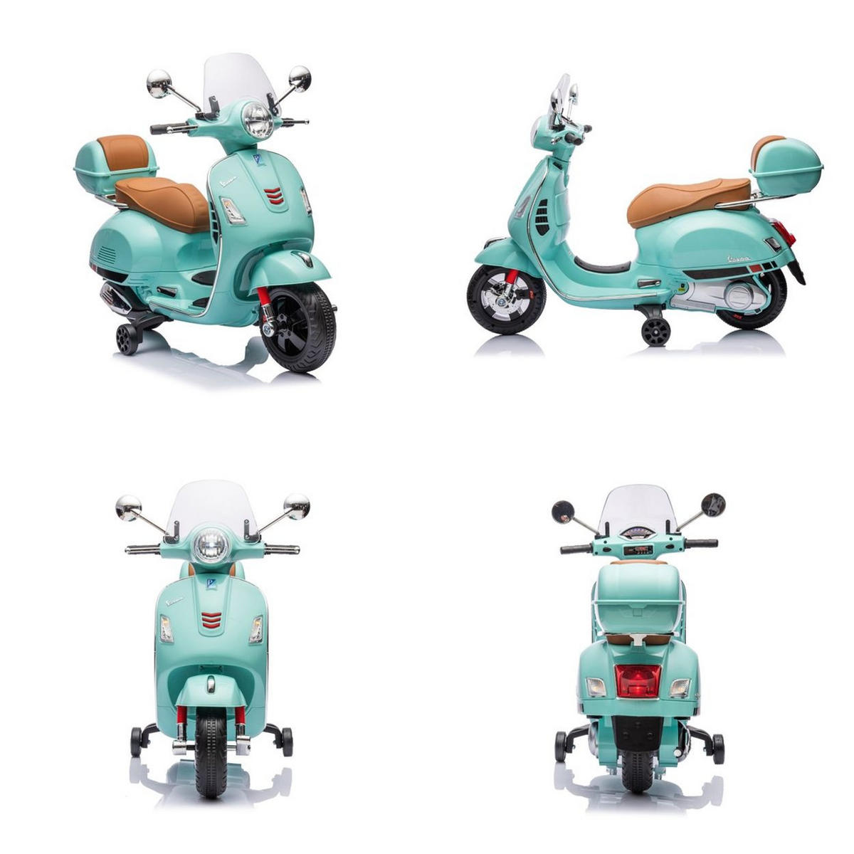 ELETROMOTORRAD Vespa GTS Super grün Heckstaufach Musik MP3 Licht 2-3 km/h - Grün, Kunststoff (66102/50/75cm) - Chipolino