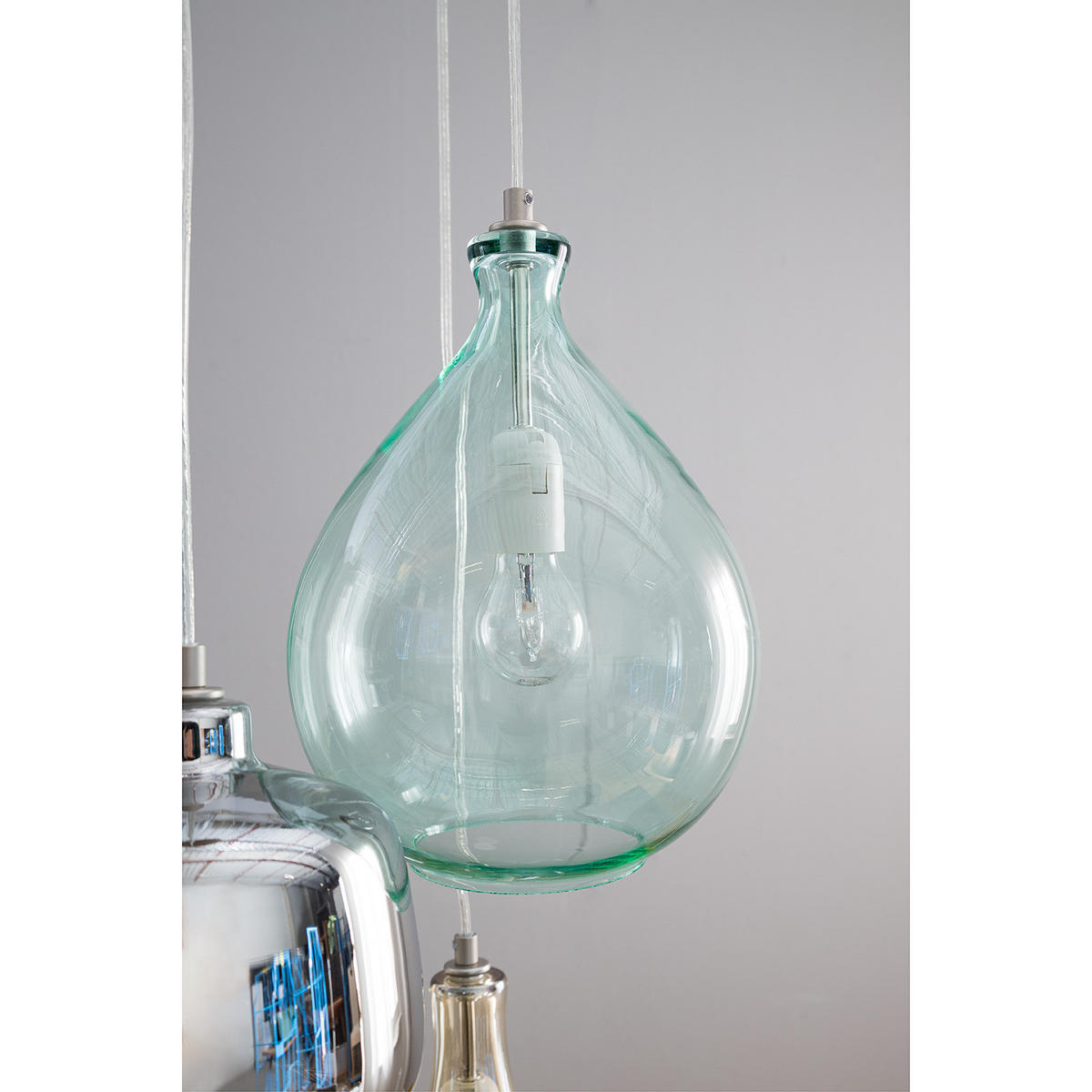 PENDELLEUCHTE - Metall / Glas, 5-flammig - Multicolor, Glas/Metall (50/50/130cm) - home24