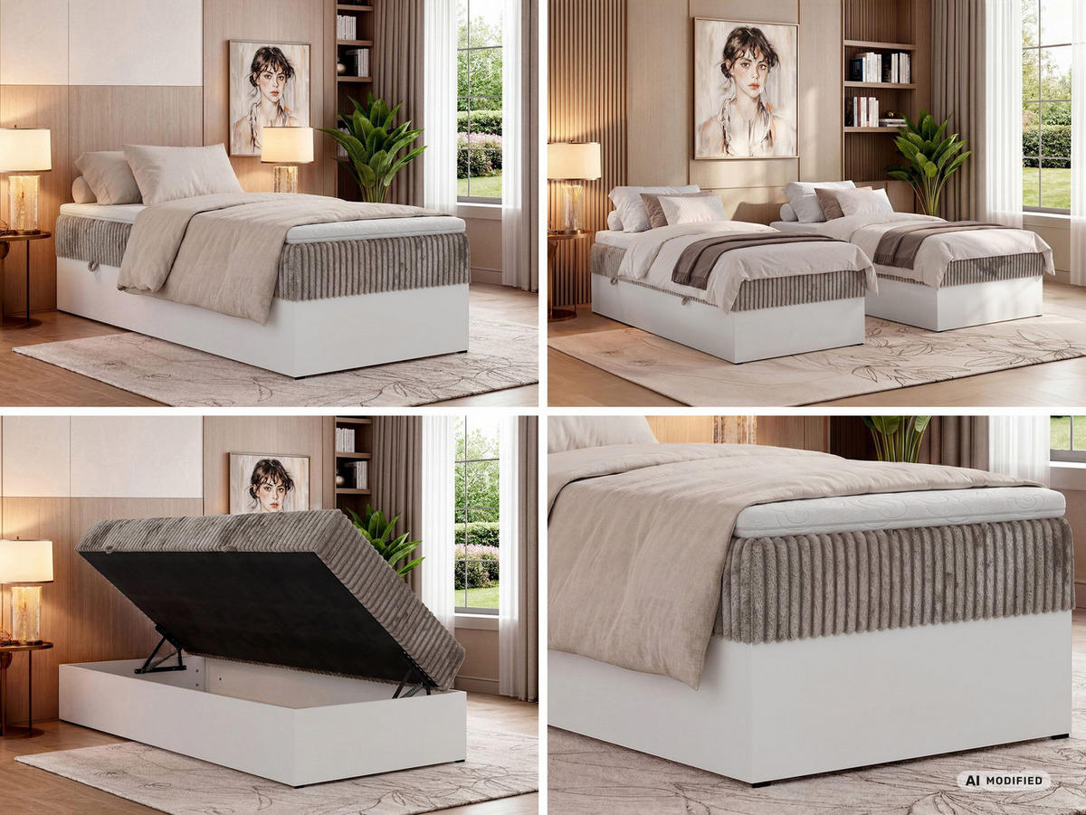 AMERICKÁ POSTEĽ TRAVIT ZERO 90 90/200 - Svetlohnedá Manšester - Topper Visco - H4 (tvrdý) - svetlohnedá/čierna, textil/plast (90/200cm) - MKS