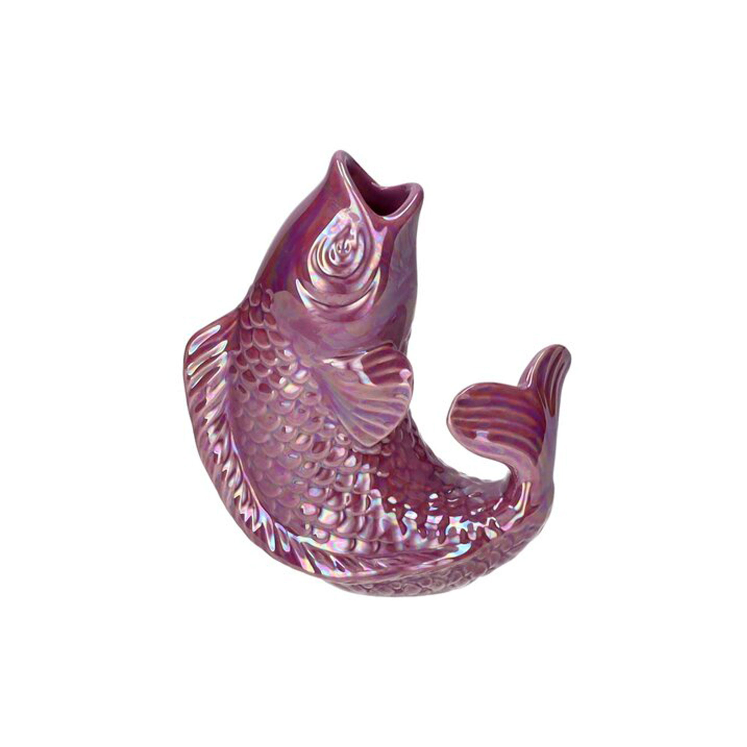 VASE Mamsell Koi XS, Fisch-Form, Steingut, Rainbow Violet, H 15.5 cm - Lila, Keramik (15.5cm) - Gift Company