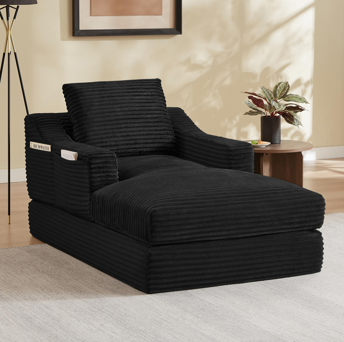 SCHLAFSESSEL aus Schaumstoff Schwarz mit ausziehbarer Unterlage und 2-in-1-Funktion - Schwarz, Kunststoff (100/68/162cm) - Modfu