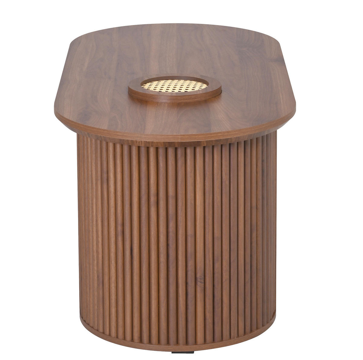 COUCHTISCH 105/50/46,5 cm in Nussbaum mit Ablagefächern und ovaler Form - Nussbaumfarben, Holzwerkstoff (105/50/46.5cm) - Flora Grace