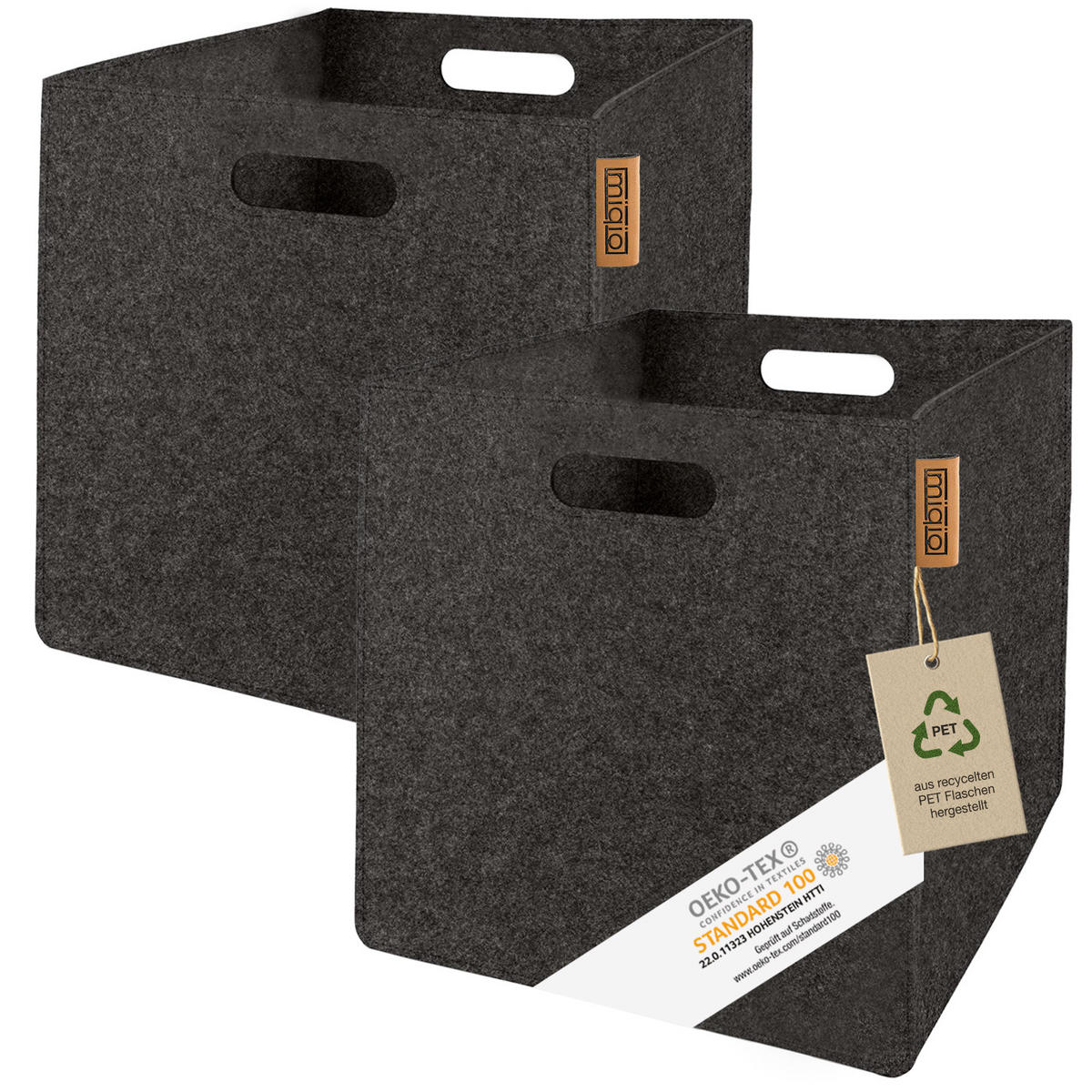 AUFBEWAHRUNGSKÖRBE 2er-Set - Dunkelgrau, Textil (30.5/30.5/30.5cm) - Miqio Design
