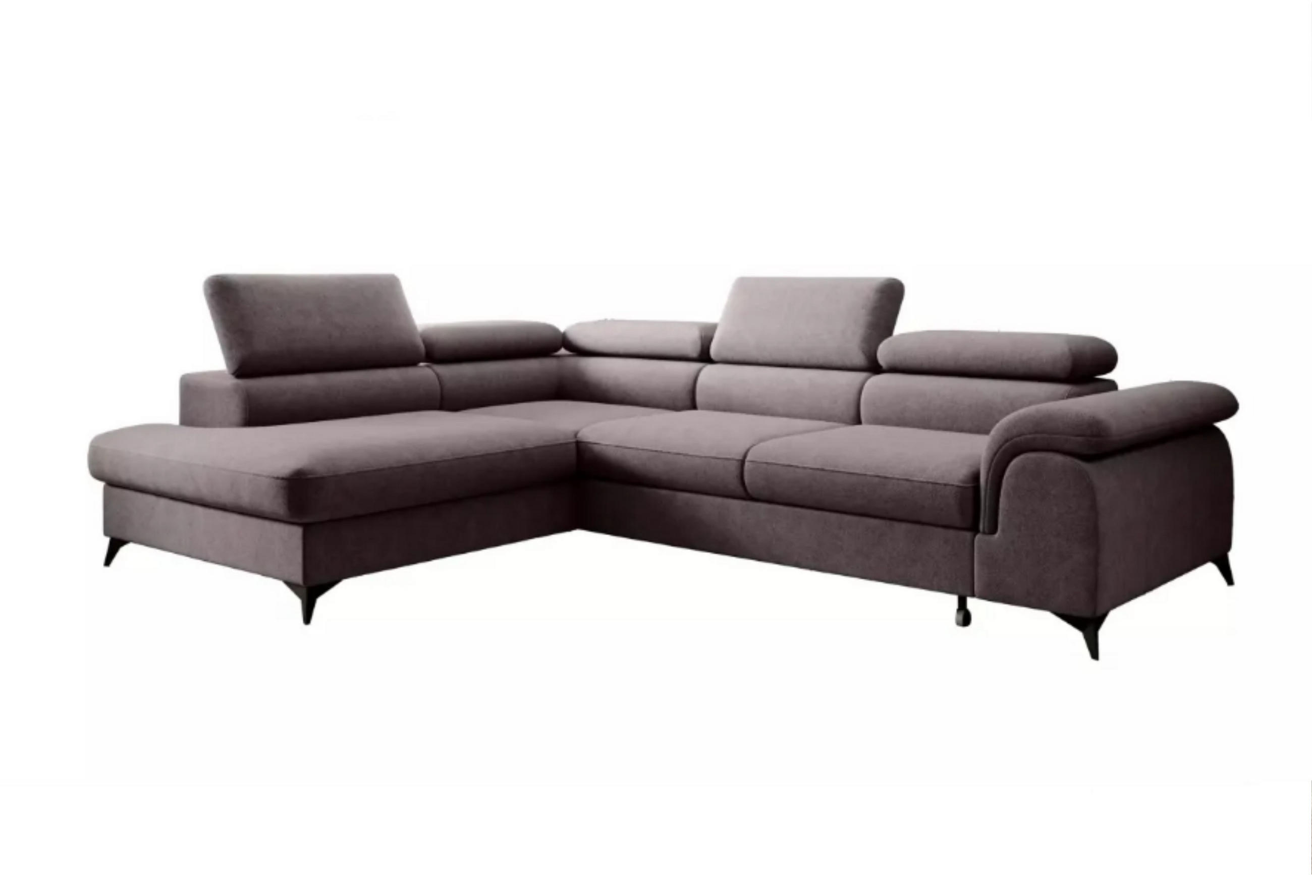 ECKSOFA PLAZA L Links mit Schlaffunktion 125x195 Velours Dunkelgrau - Dunkelgrau/Schwarz, Holz/Kunststoff (205/275cm) - Muffo