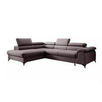 ECKSOFA PLAZA L Links mit Schlaffunktion 125x195 Velours Dunkelgrau - Dunkelgrau/Schwarz, Holz/Kunststoff (205/275cm) - Muffo