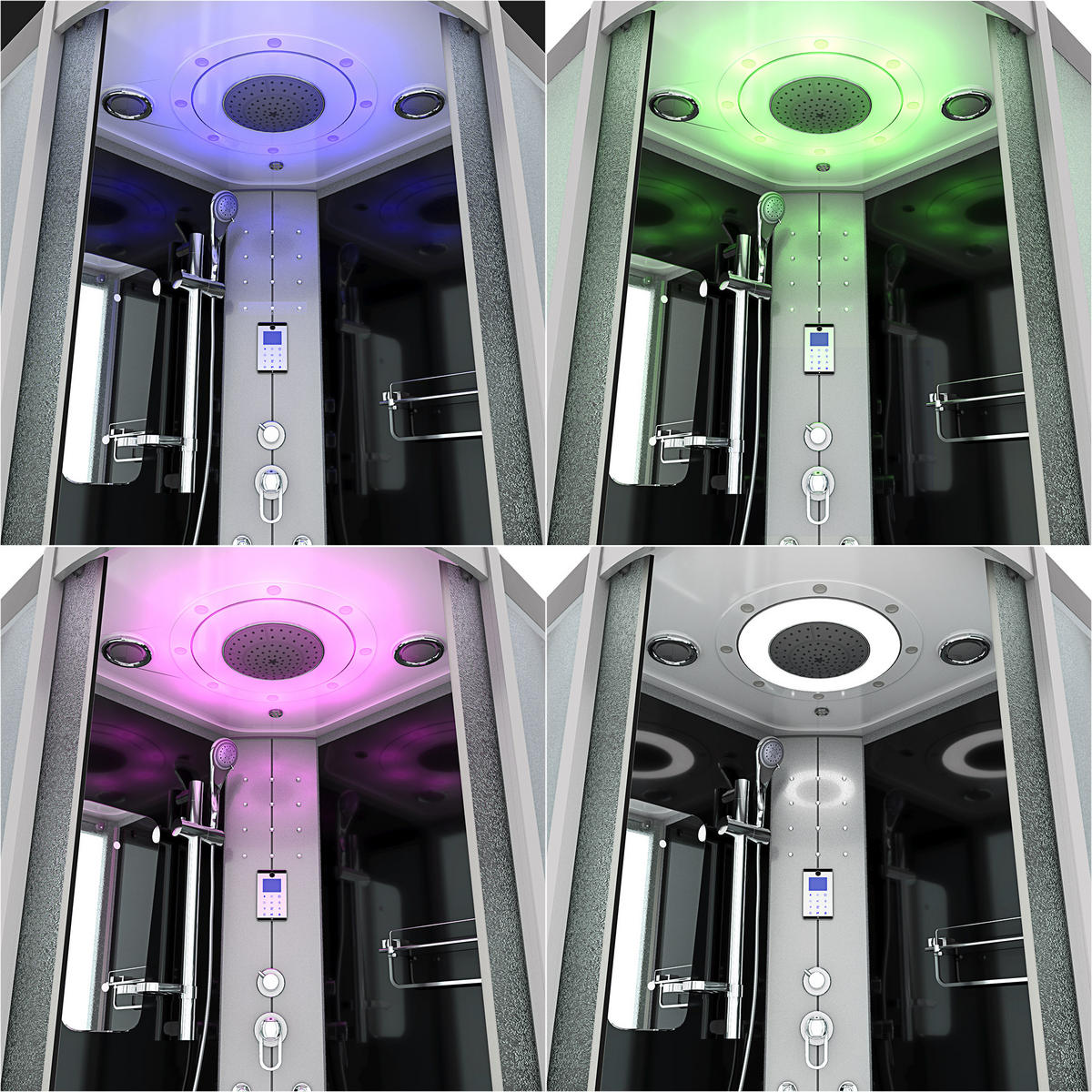 DAMPFDUSCHE Dusche D46-23M2 sw 100x100 - Schwarz, Glas/Kunststoff (100/100/215cm) - AcquaVapore by Sandra Jentho