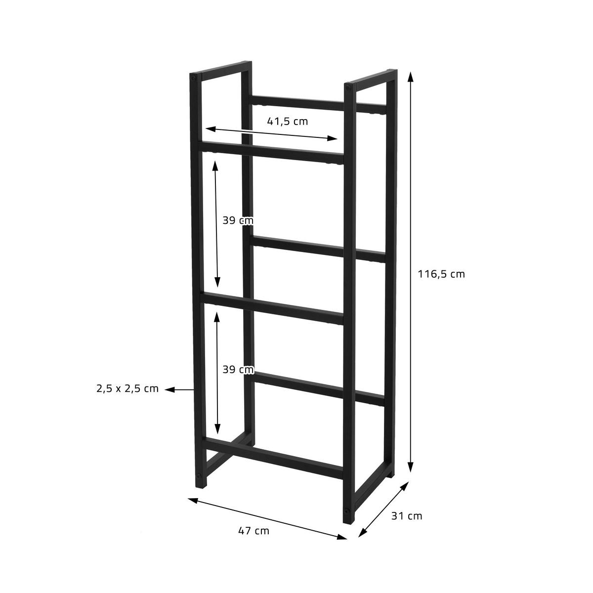 GETRÄNKEKISTENREGAL - Schwarz, Metall (31/116.5/47cm) - ML-DESIGN