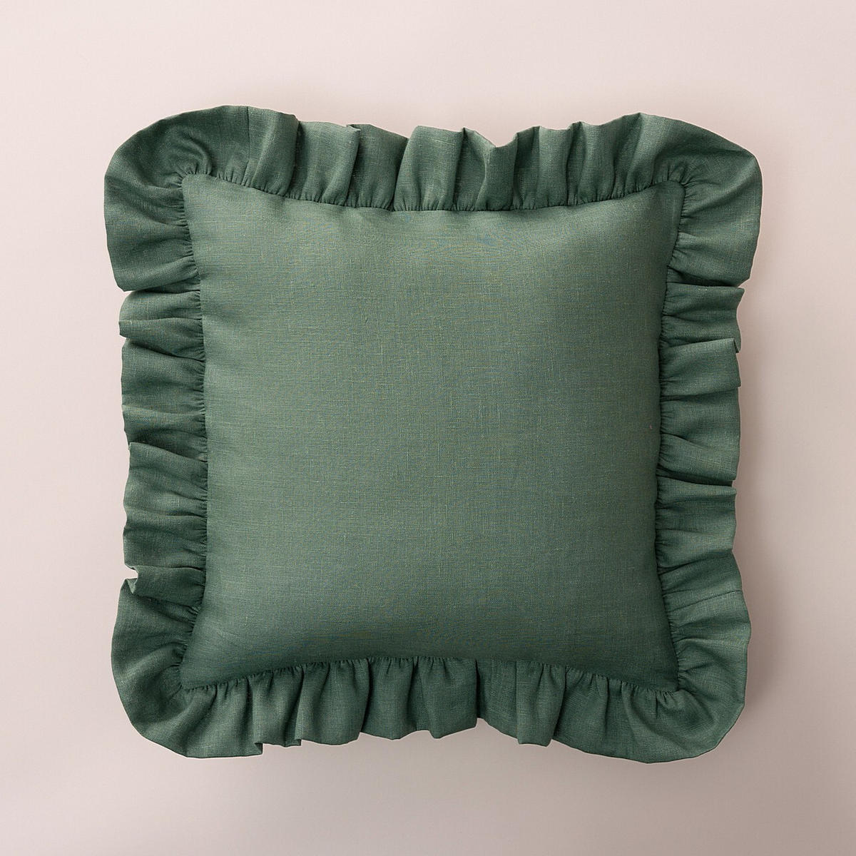 KISSENHÜLLE Charlotte 45x45 cm mit Rüsche - Grün, Textil (45/1cm) - Dekoria